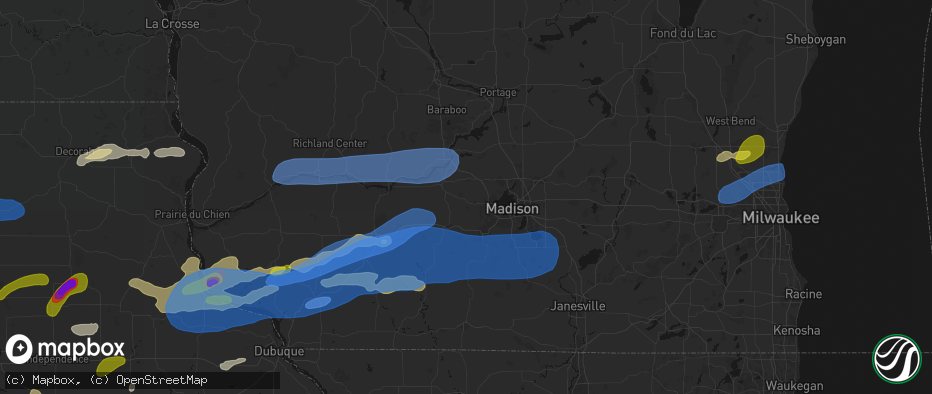 Hail map in Cross Plains, WI on July 2, 2026
