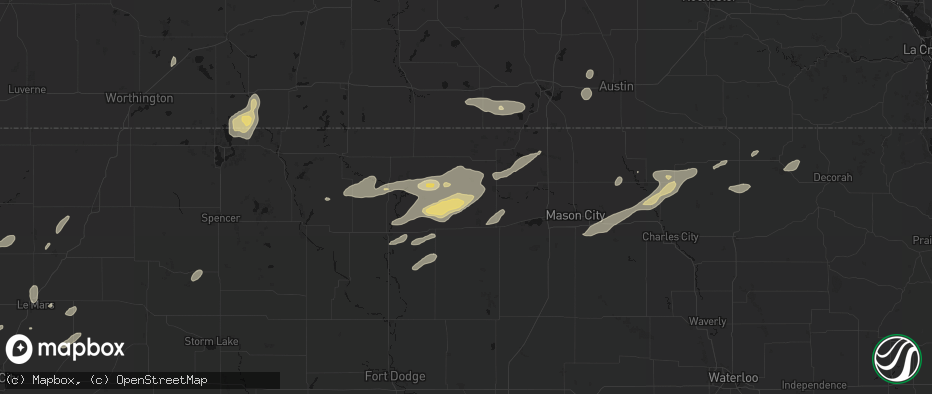 Hail map in Crystal Lake, IA on July 2, 2026