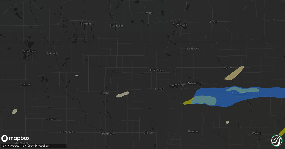 Hail map in Crystal Lake, IA on July 2, 2026