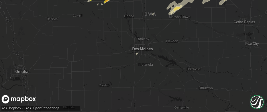 Hail map in Cumming, IA on July 2, 2026