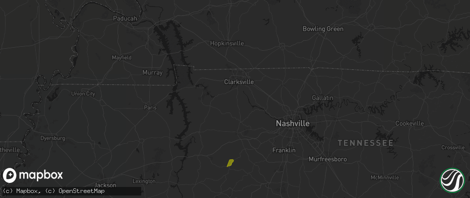 Hail map in Cunningham, TN on July 2, 2026
