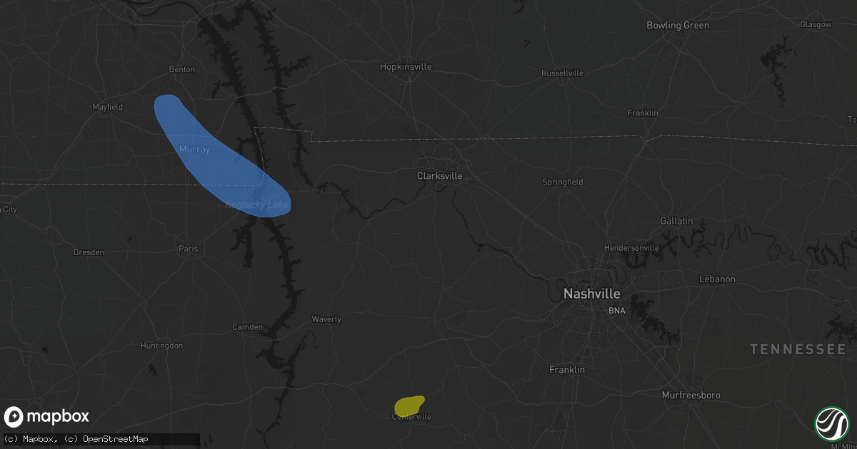 Hail map in Cunningham, TN on July 2, 2026