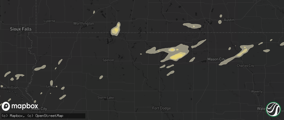 Hail map in Cylinder, IA on July 2, 2026