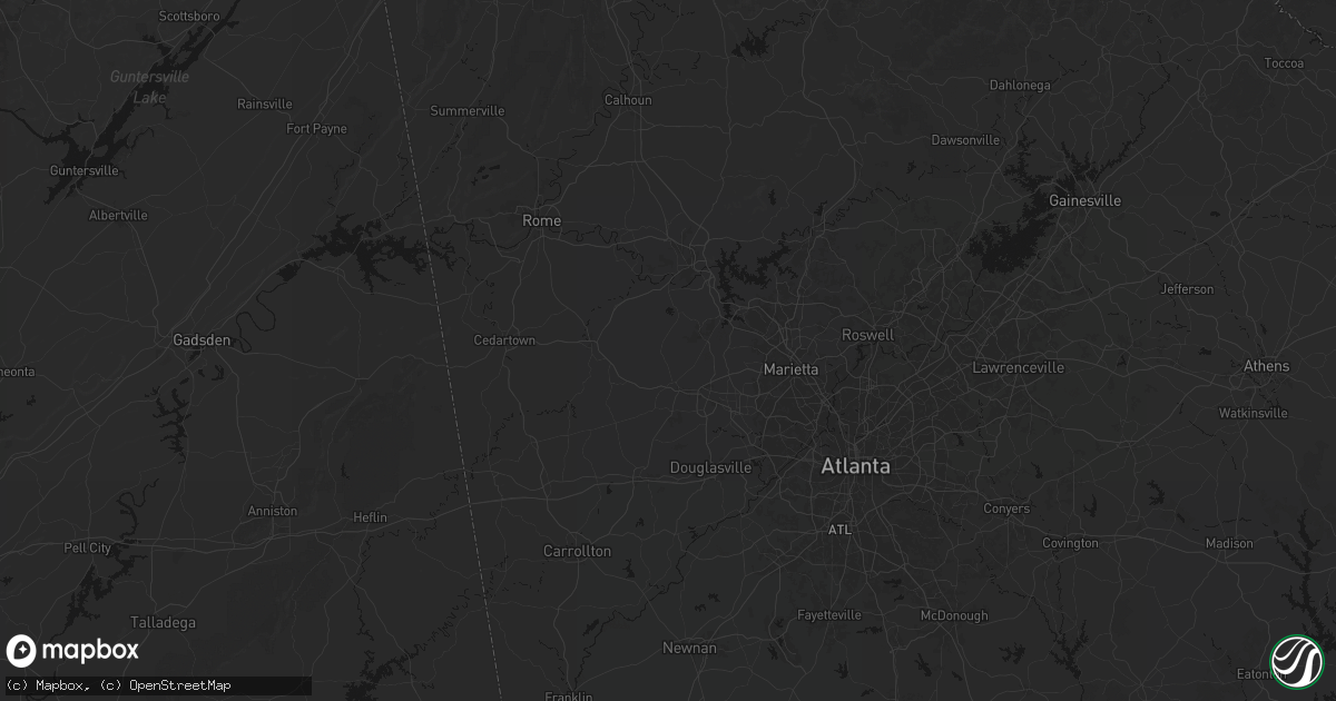 Hail map in Dallas, GA on July 2, 2026