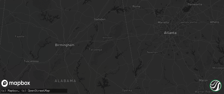 Hail map in Delta, AL on July 2, 2026