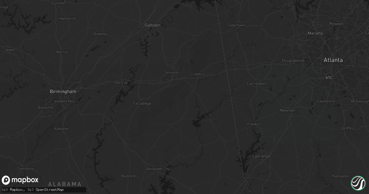 Hail map in Delta, AL on July 2, 2026