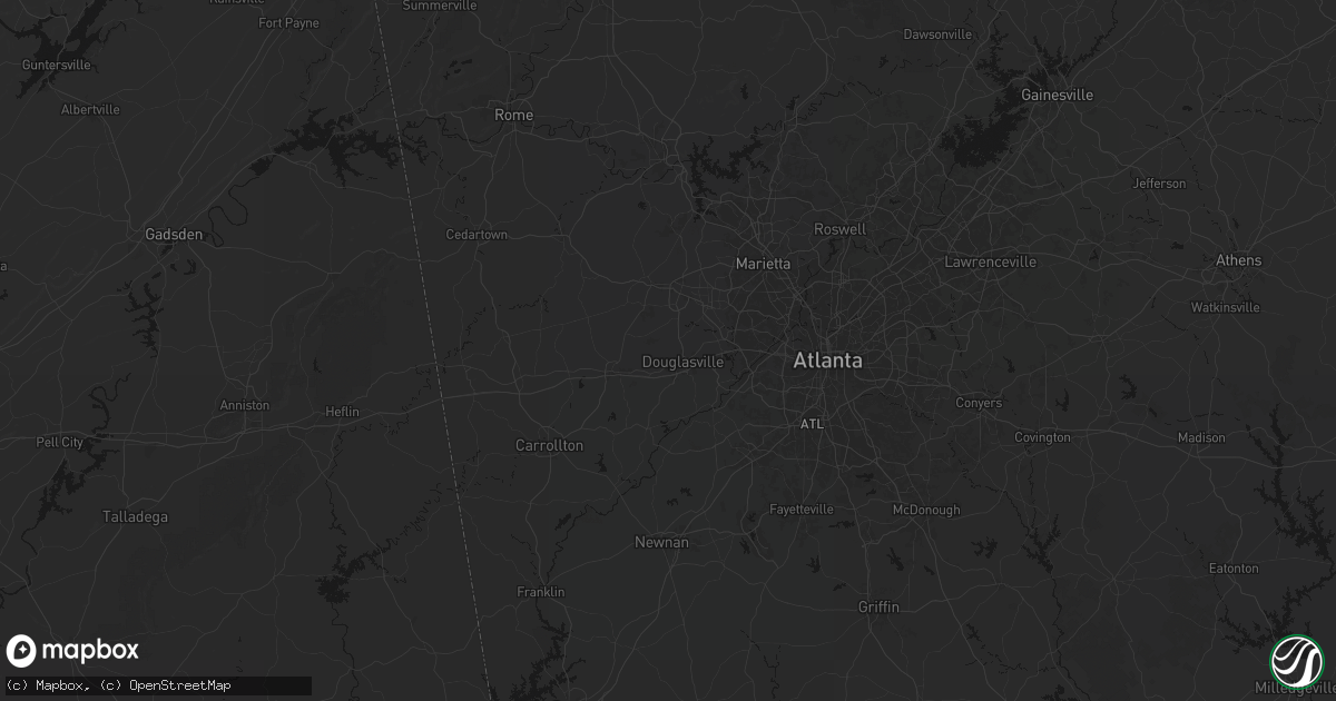 Hail map in Douglasville, GA on July 2, 2026