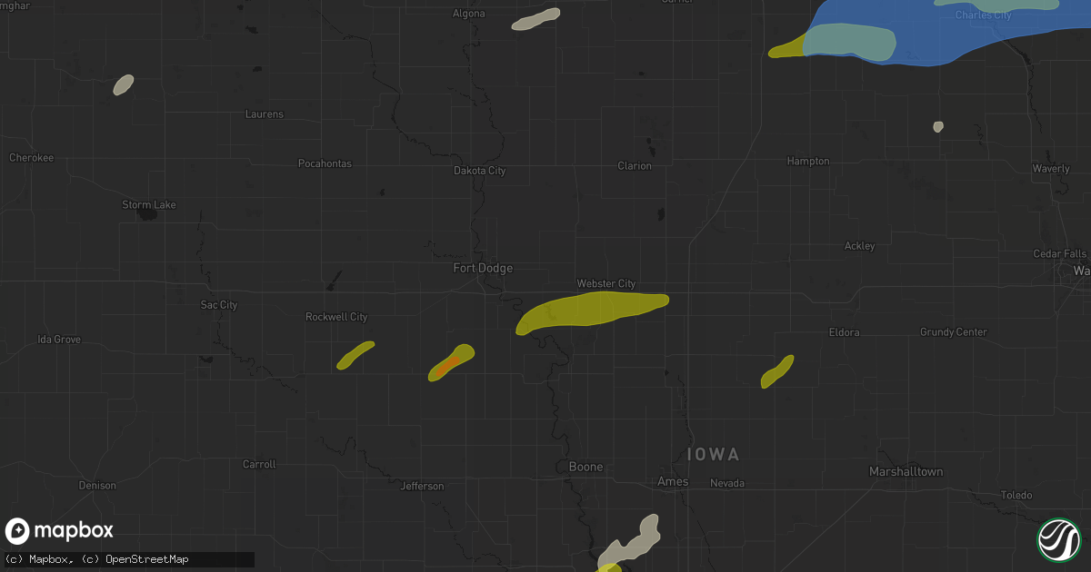 Hail map in Duncombe, IA on July 2, 2026