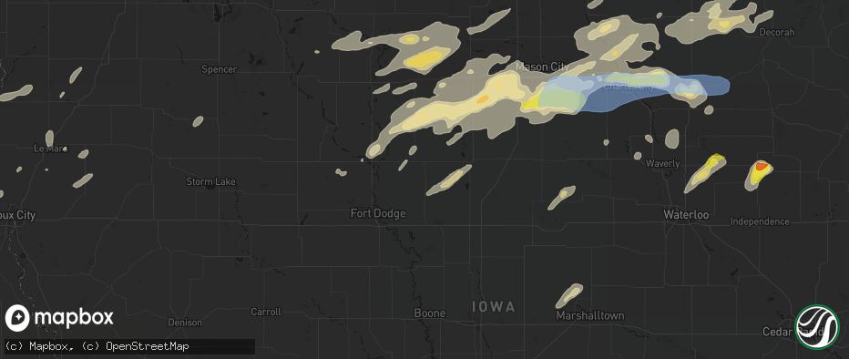 Hail map in Eagle Grove, IA on July 2, 2026