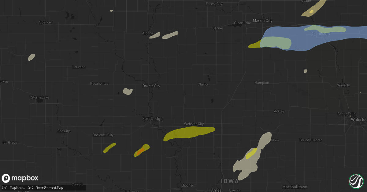 Hail map in Eagle Grove, IA on July 2, 2026
