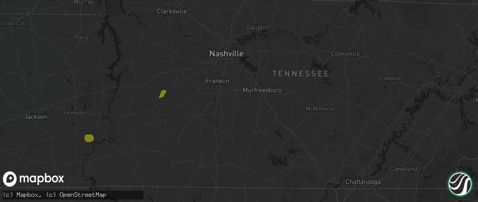 Hail map in Eagleville, TN on July 2, 2026