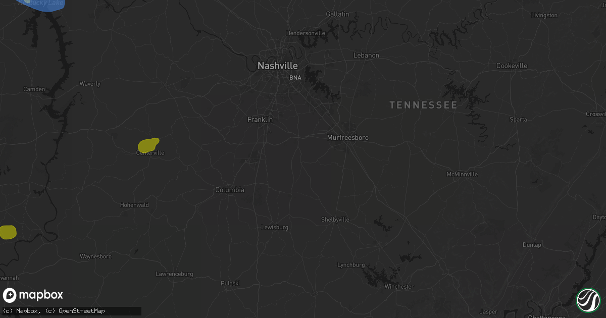 Hail map in Eagleville, TN on July 2, 2026