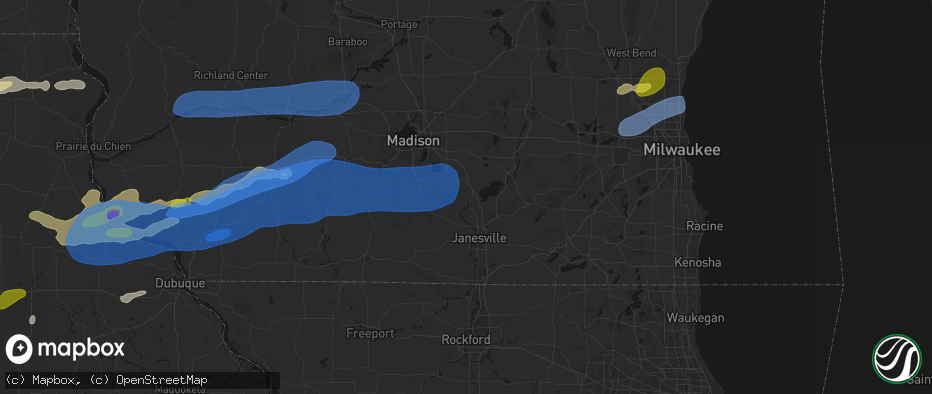 Hail map in Edgerton, WI on July 2, 2026