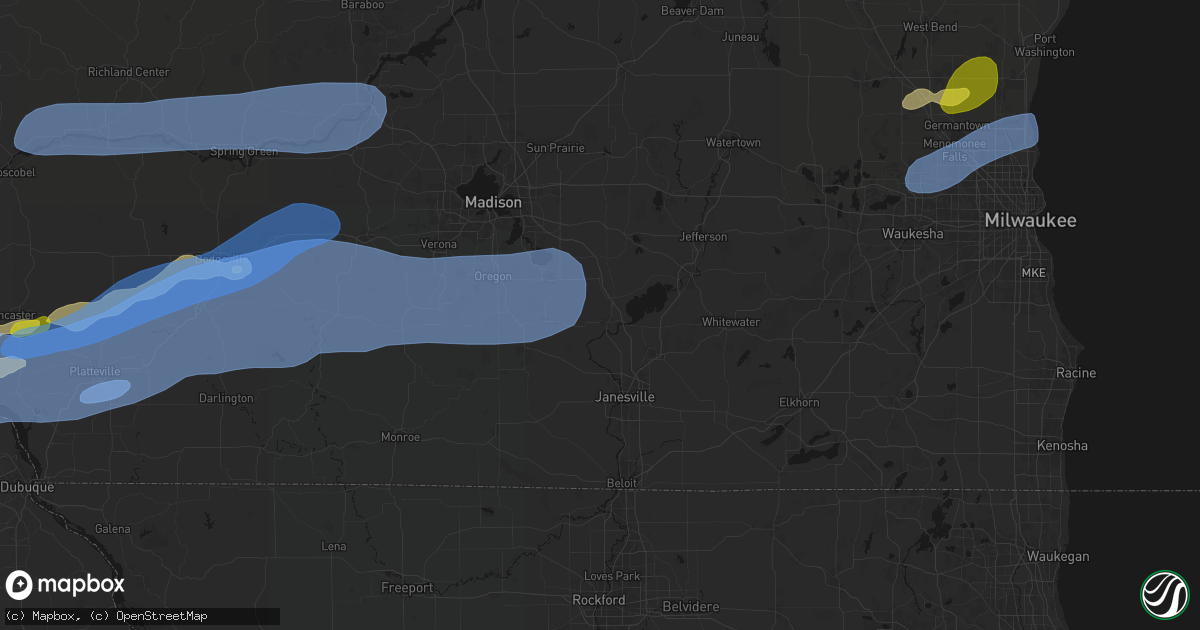 Hail map in Edgerton, WI on July 2, 2026