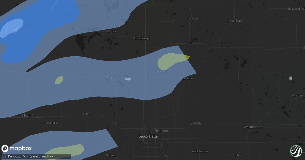 Hail map in Egan, SD on July 2, 2026