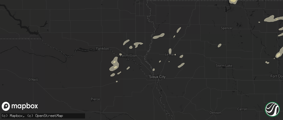 Hail map in Elk Point, SD on July 2, 2026