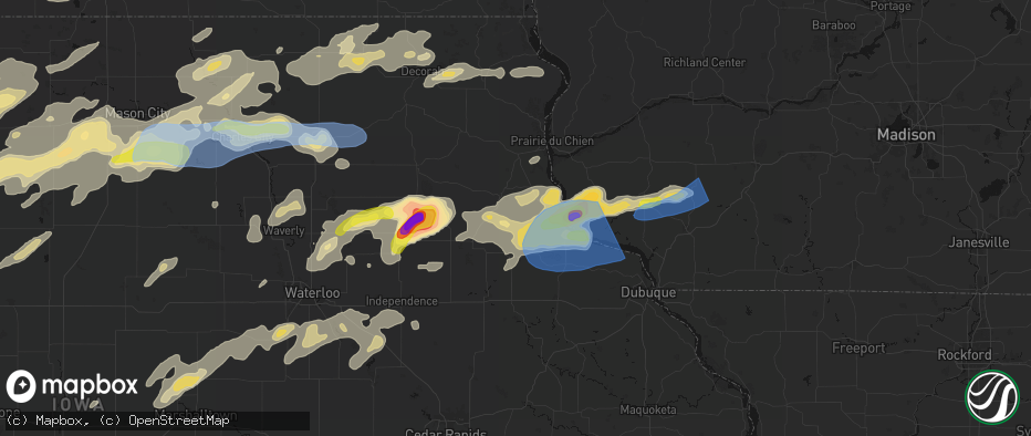 Hail map in Elkport, IA on July 2, 2026