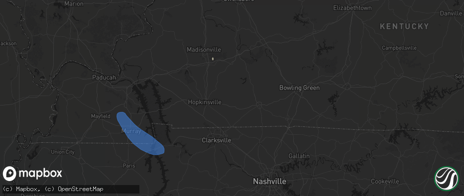 Hail map in Elkton, KY on July 2, 2026