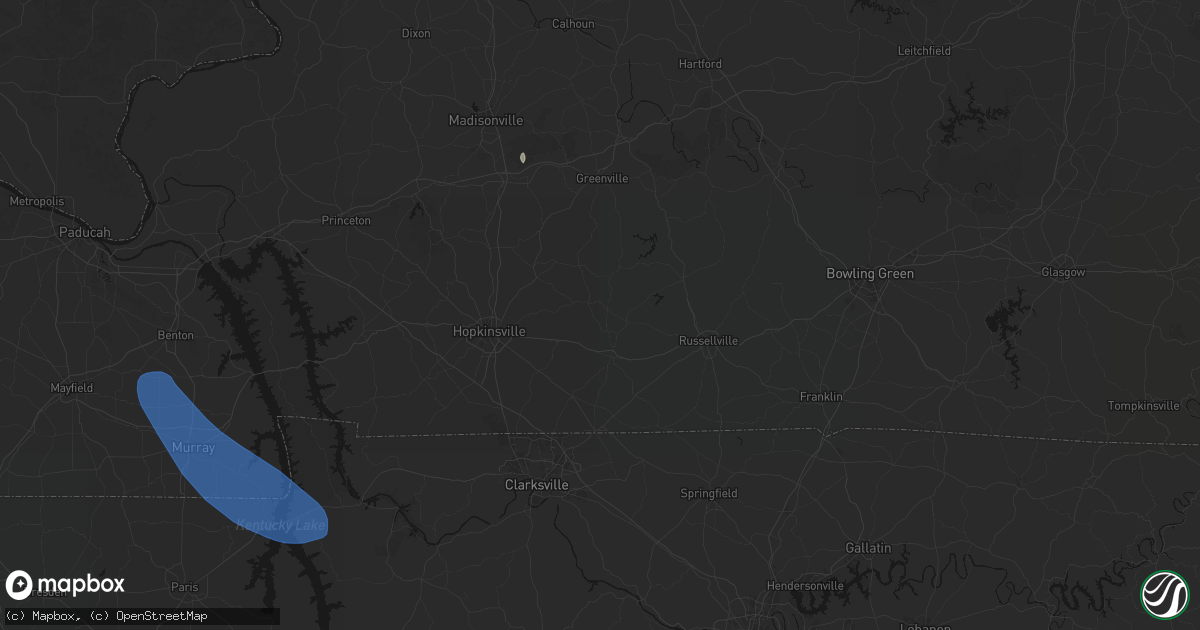 Hail map in Elkton, KY on July 2, 2026