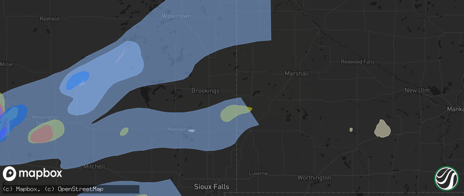 Hail map in Elkton, SD on July 2, 2026