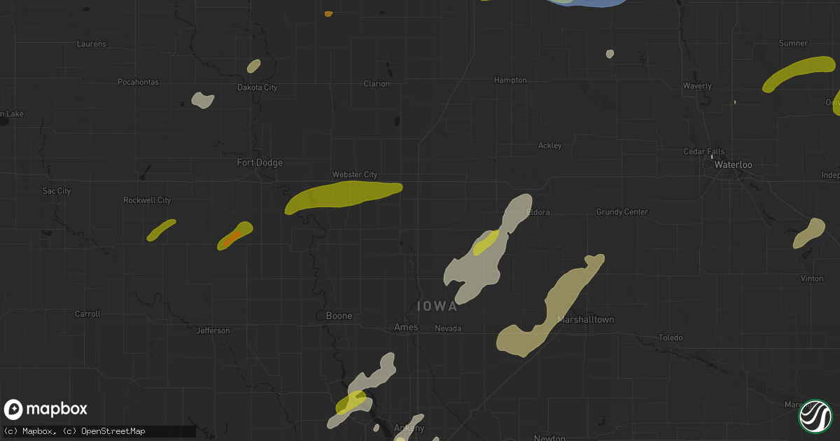 Hail map in Ellsworth, IA on July 2, 2026
