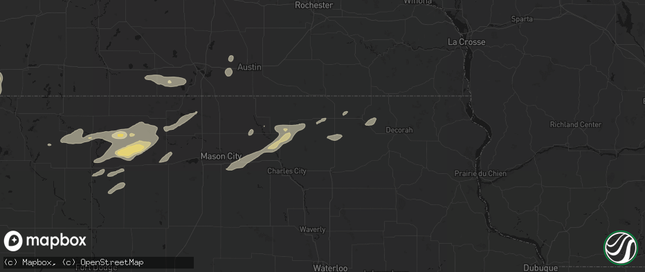 Hail map in Elma, IA on July 2, 2026
