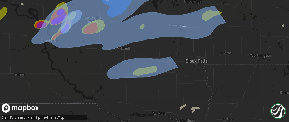 Hail map in Emery, SD on July 2, 2026