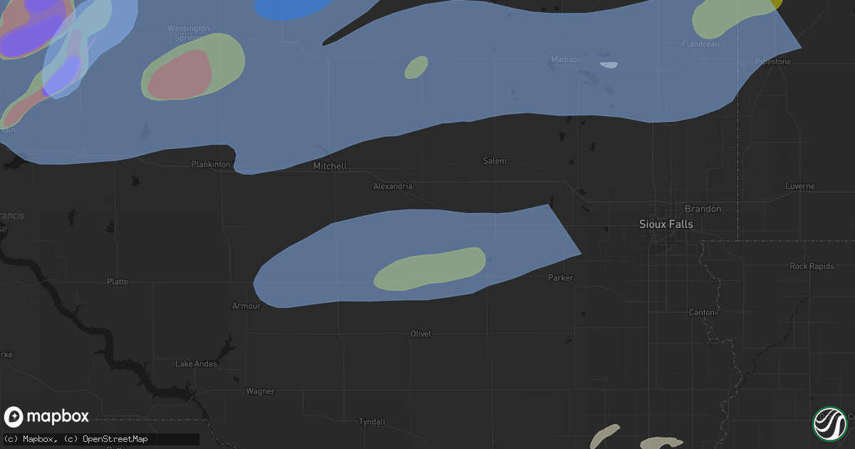 Hail map in Emery, SD on July 2, 2026