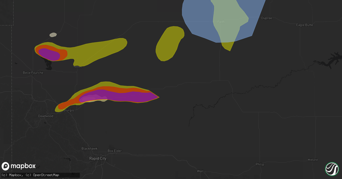 Hail map in Enning, SD on July 2, 2026