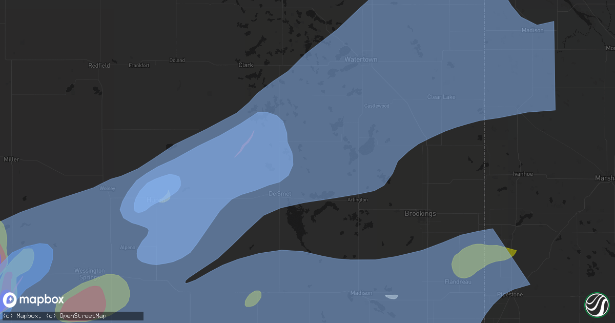 Hail map in Erwin, SD on July 2, 2026