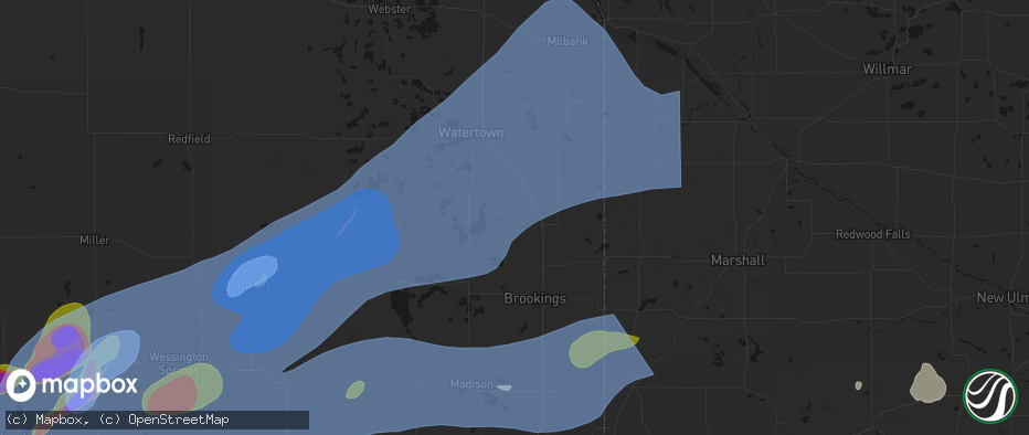Hail map in Estelline, SD on July 2, 2026