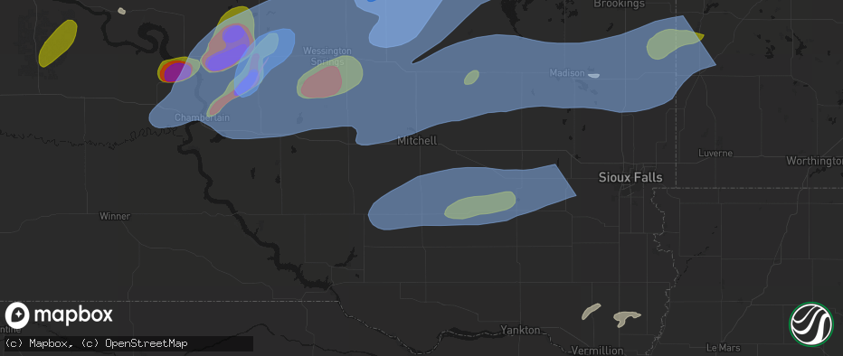 Hail map in Ethan, SD on July 2, 2026