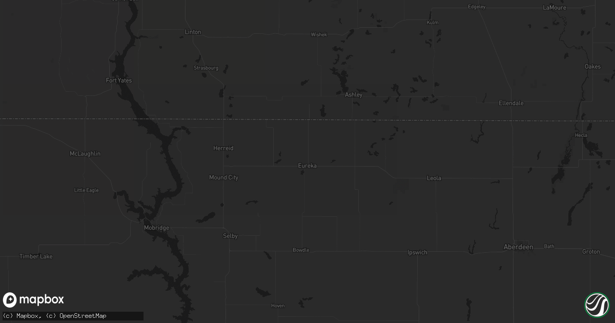 Hail map in Eureka, SD on July 2, 2026