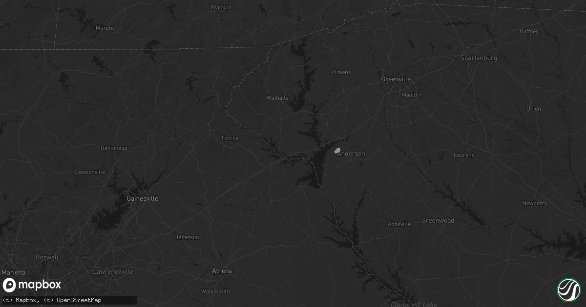 Hail map in Fair Play, SC on July 2, 2026