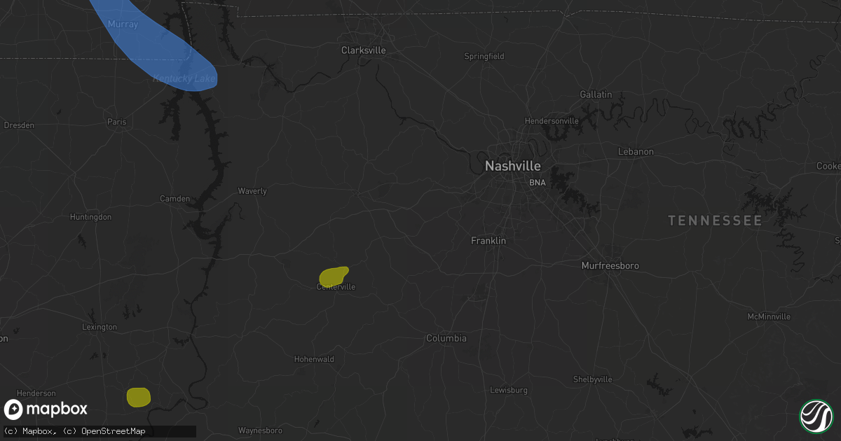 Hail map in Fairview, TN on July 2, 2026