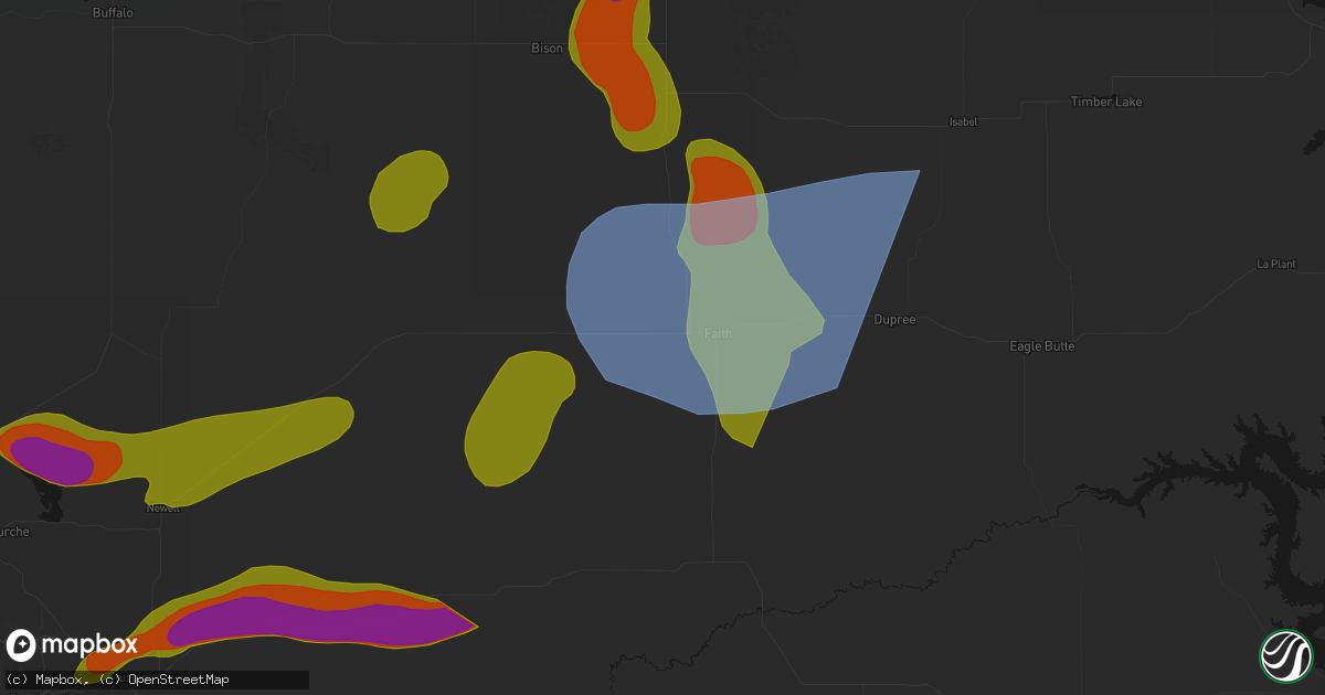 Hail map in Faith, SD on July 2, 2026