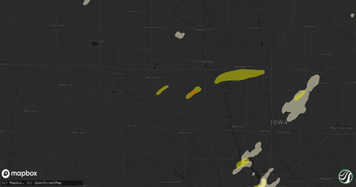 Hail map in Farnhamville, IA on July 2, 2026