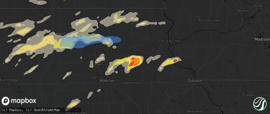 Hail map in Fayette, IA on July 2, 2026