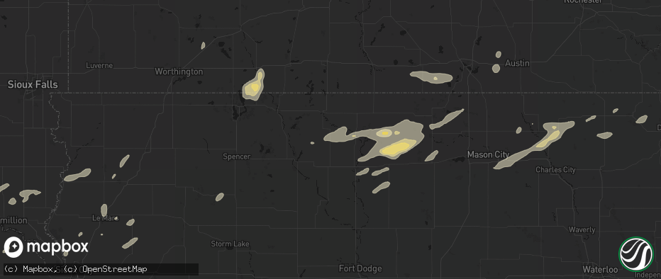 Hail map in Fenton, IA on July 2, 2026
