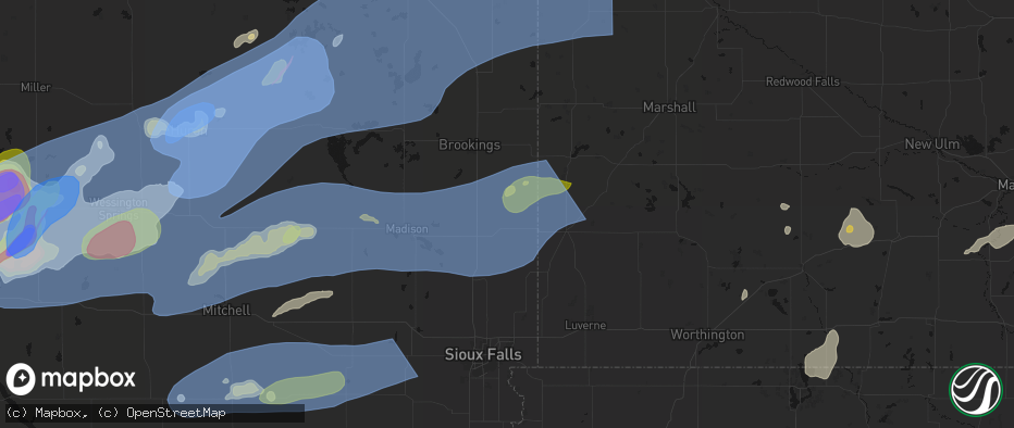 Hail map in Flandreau, SD on July 2, 2026