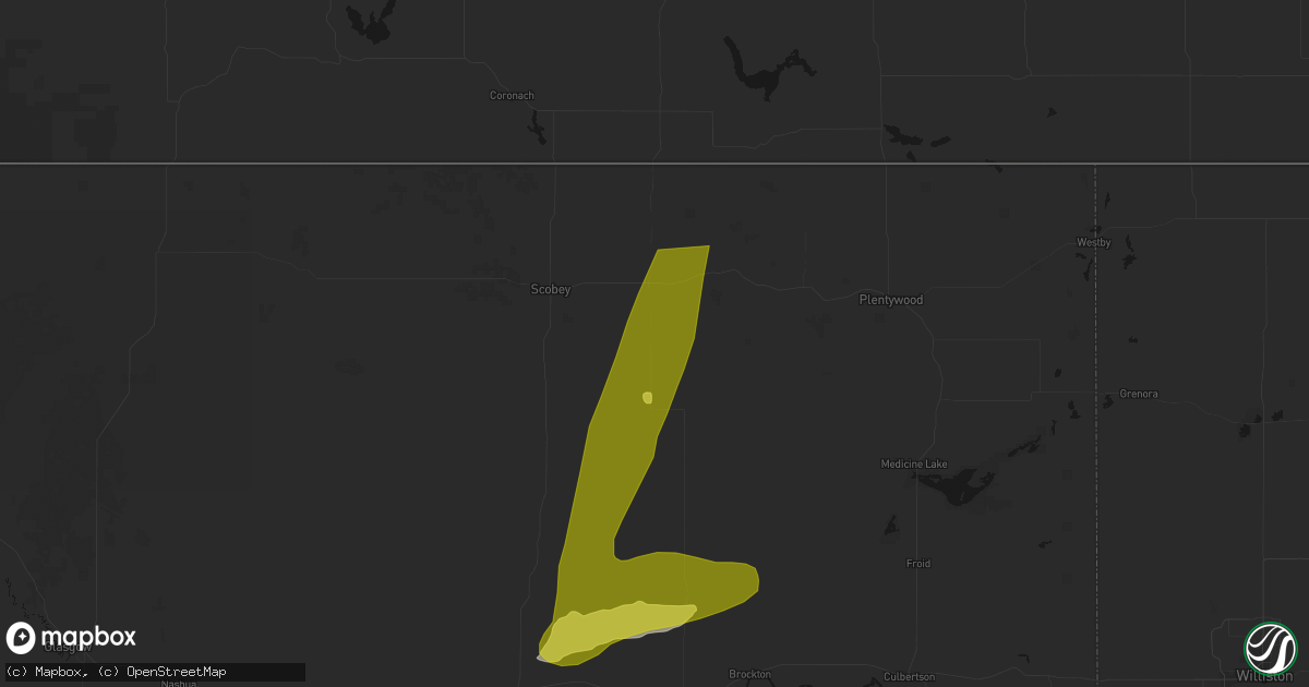 Hail map in Flaxville, MT on July 2, 2026
