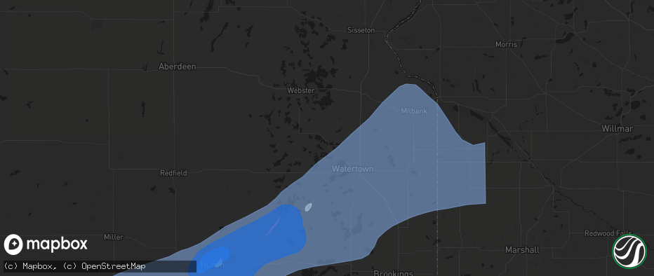 Hail map in Florence, SD on July 2, 2026