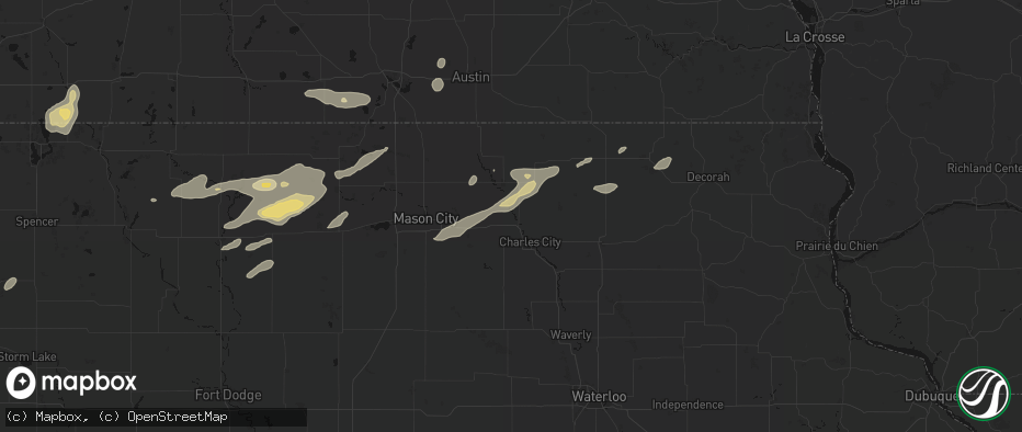 Hail map in Floyd, IA on July 2, 2026