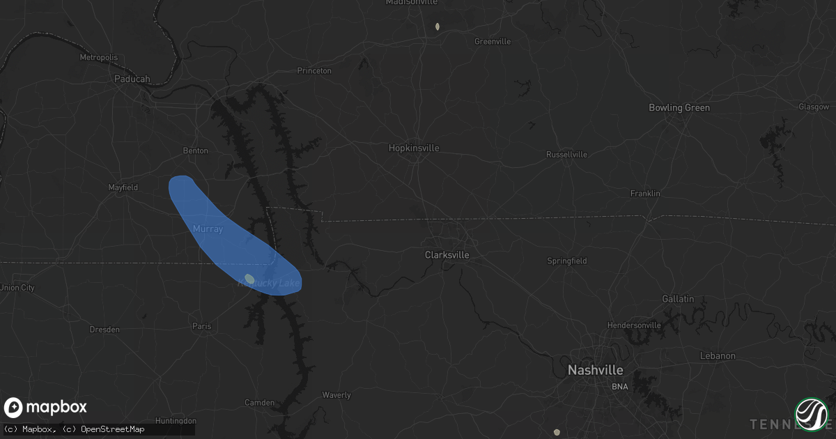 Hail map in Fort Campbell, KY on July 2, 2026