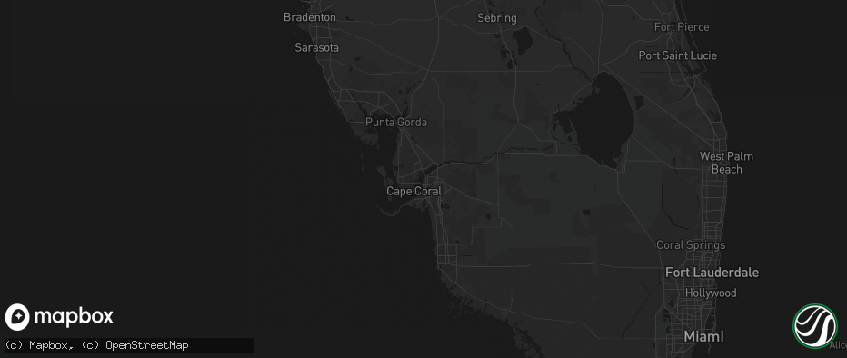 Hail map in Fort Myers, FL on July 2, 2026