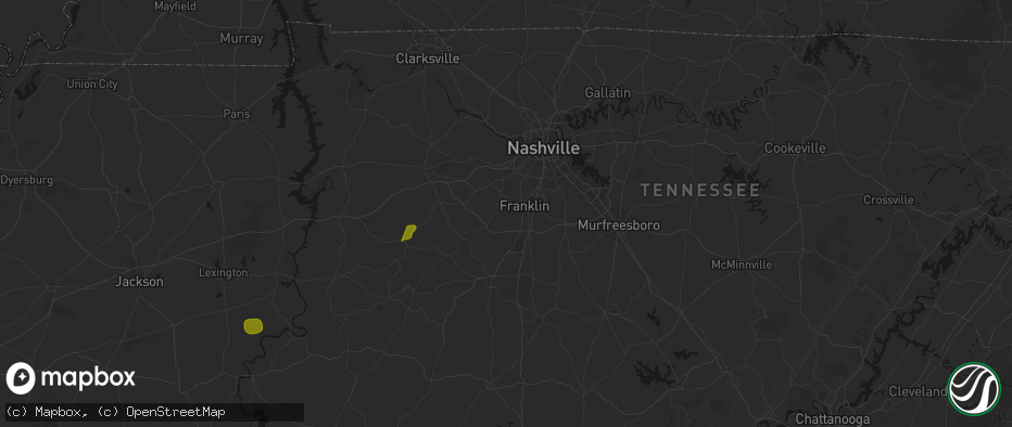 Hail map in Franklin, TN on July 2, 2026