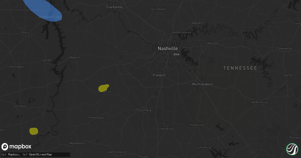 Hail map in Franklin, TN on July 2, 2026
