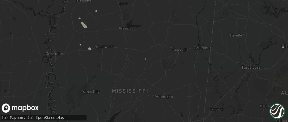 Hail map in French Camp, MS on July 2, 2026