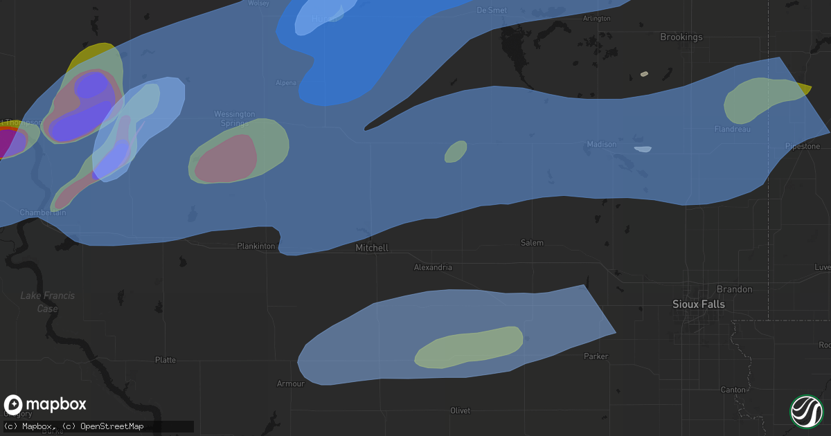 Hail map in Fulton, SD on July 2, 2026