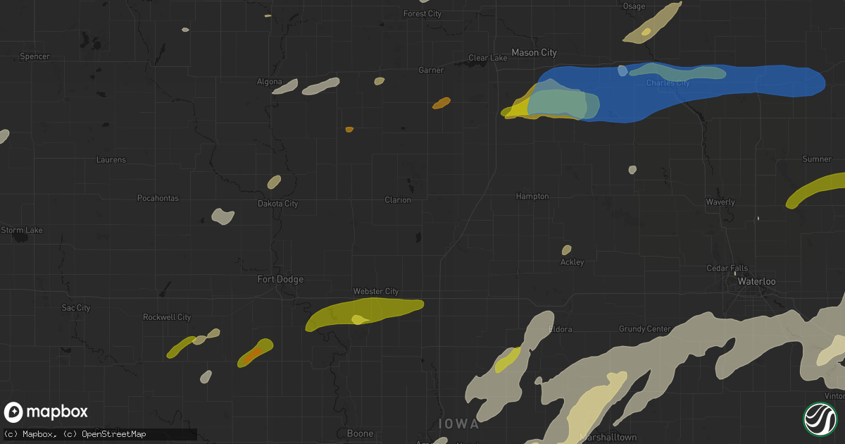 Hail map in Galt, IA on July 2, 2026